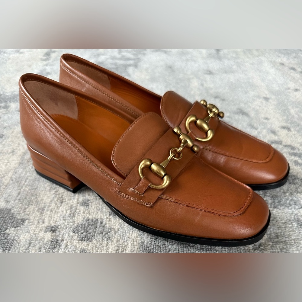 Saint G Jenny Cuoio Brown Leather Healed Loafers sz 10